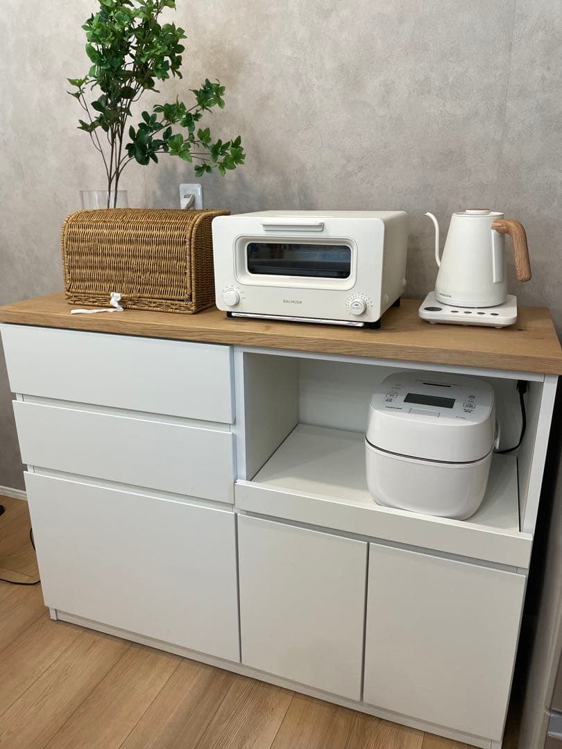 国産キッチンカウンター幅119/美品・使用1年/完成品/北欧インテリア/送料込