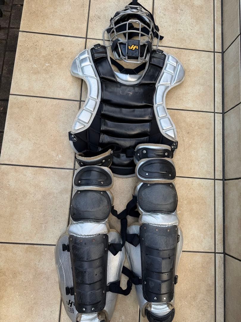 ハタケヤマ　軟式　オーダーキャッチャー防具 シルバー/ブラック