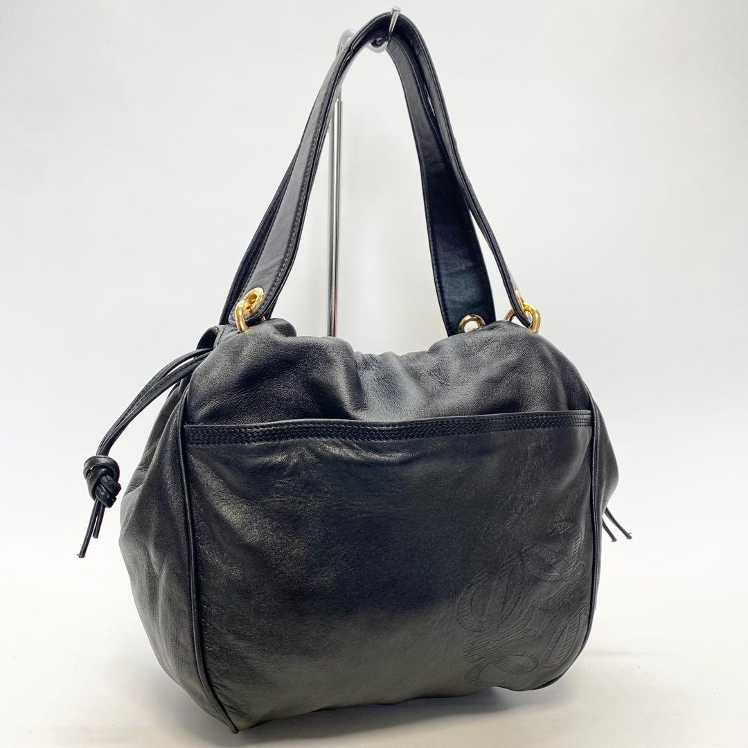 ロエベ ナッパレザーハンドバッグ ブラック アナグラム