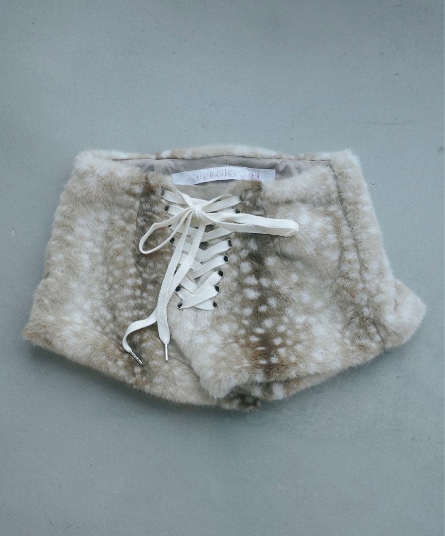 igi LACED FUR SHORTS レースアップファーショートパンツ