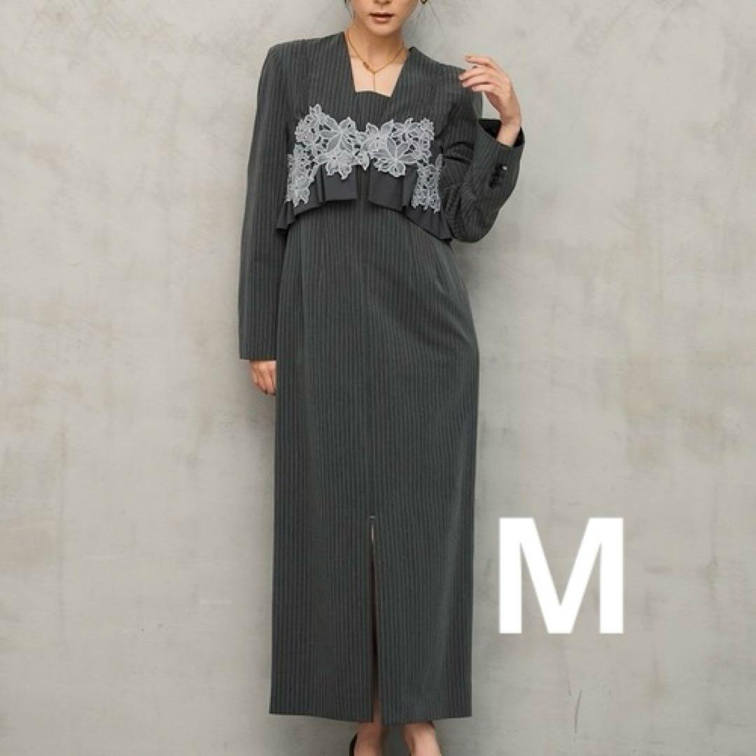 ANDRESD ドレス ピンストライプテーラードビスチェドレス グレー M