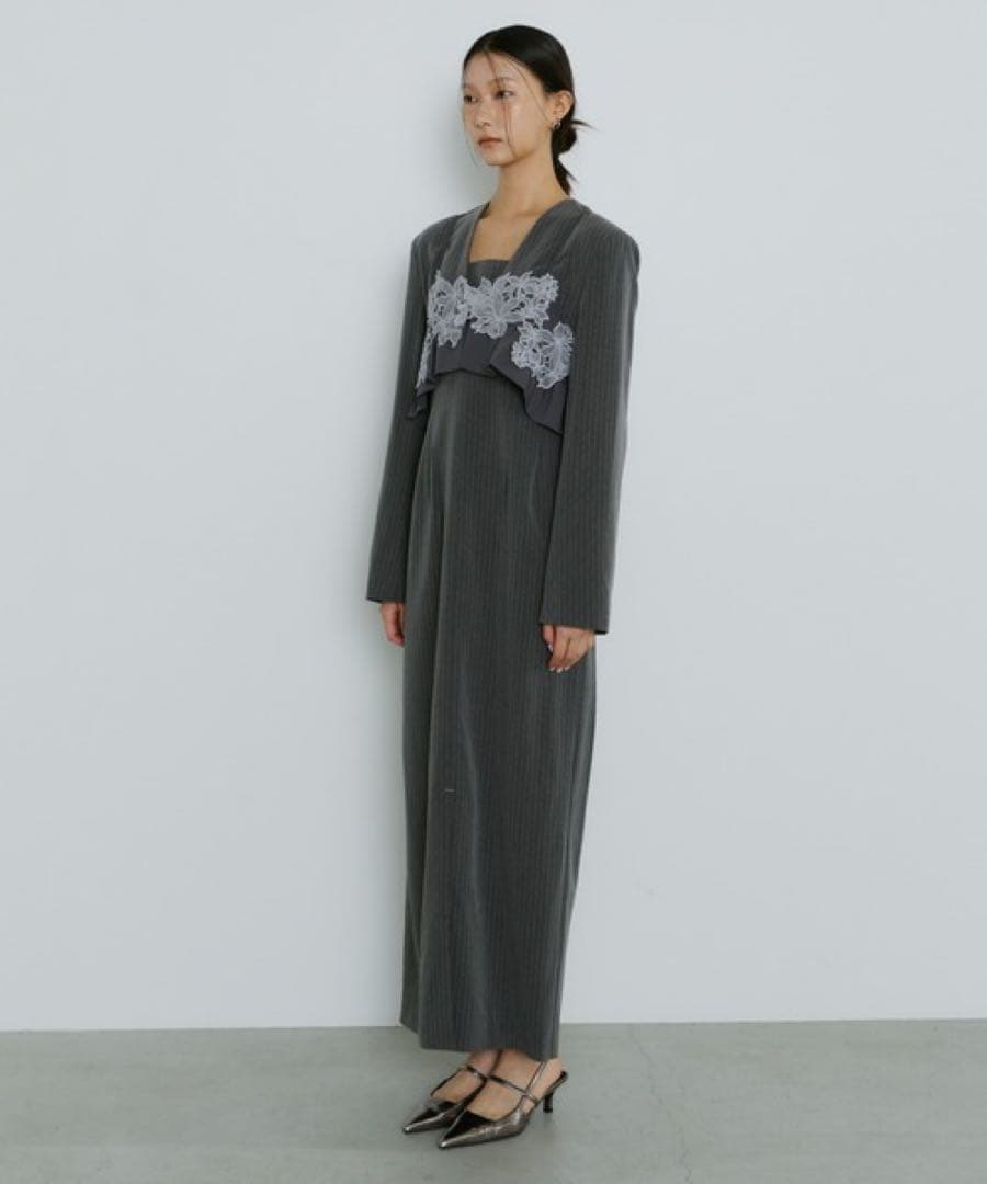 ANDRESD ドレス ピンストライプテーラードビスチェドレス グレー M