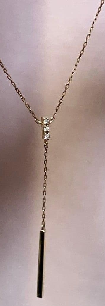 4℃　10k　ダイヤ　Y字　ネックレス　Y字バーネックレス　YG