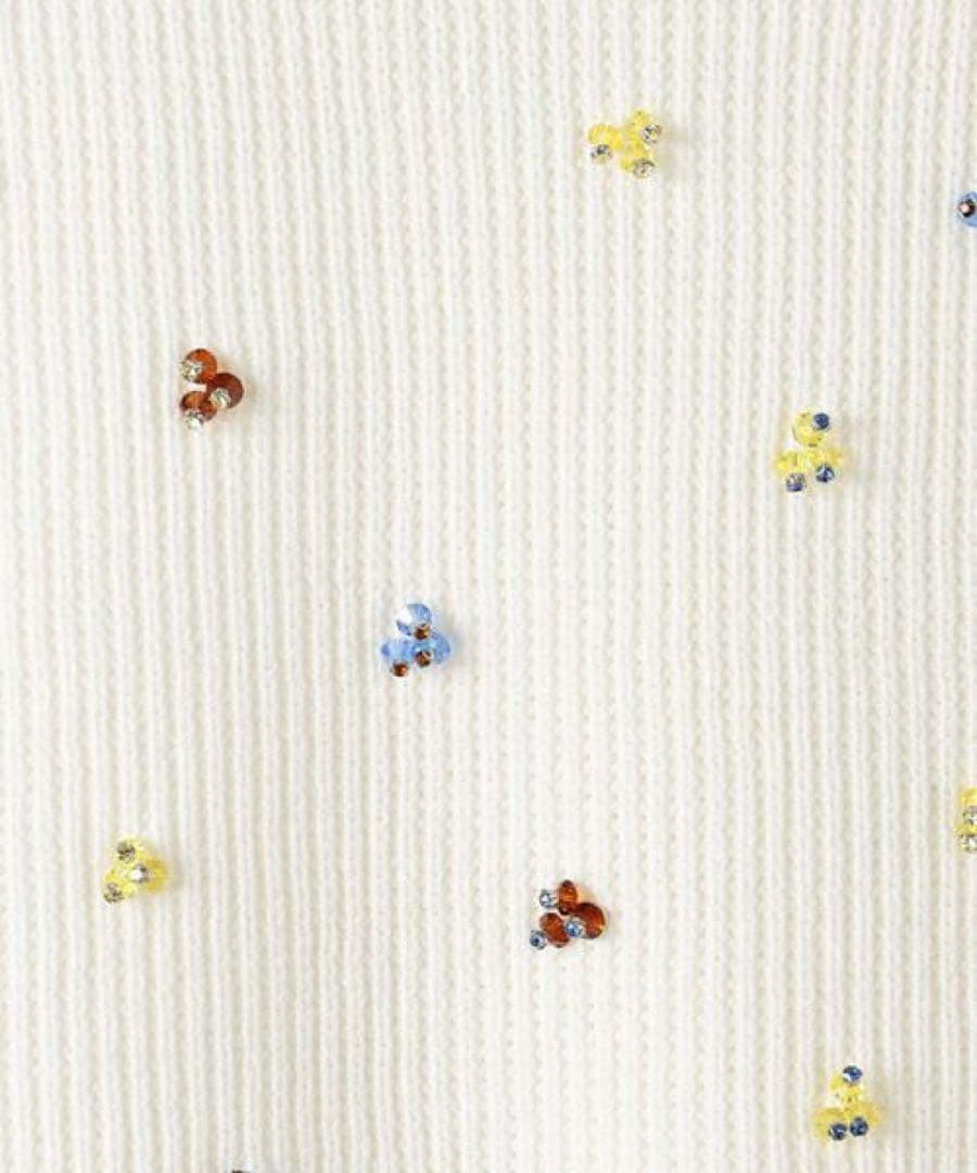 ballseyコットンポリエステルリリヤーンビーズショートベスト スワロフスキー