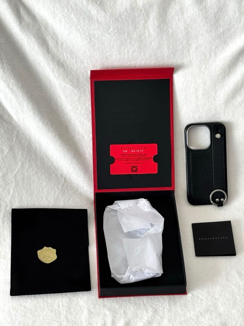 美品 ボナベンチュラ iPhone 15 Pro用レザーケース ブラック