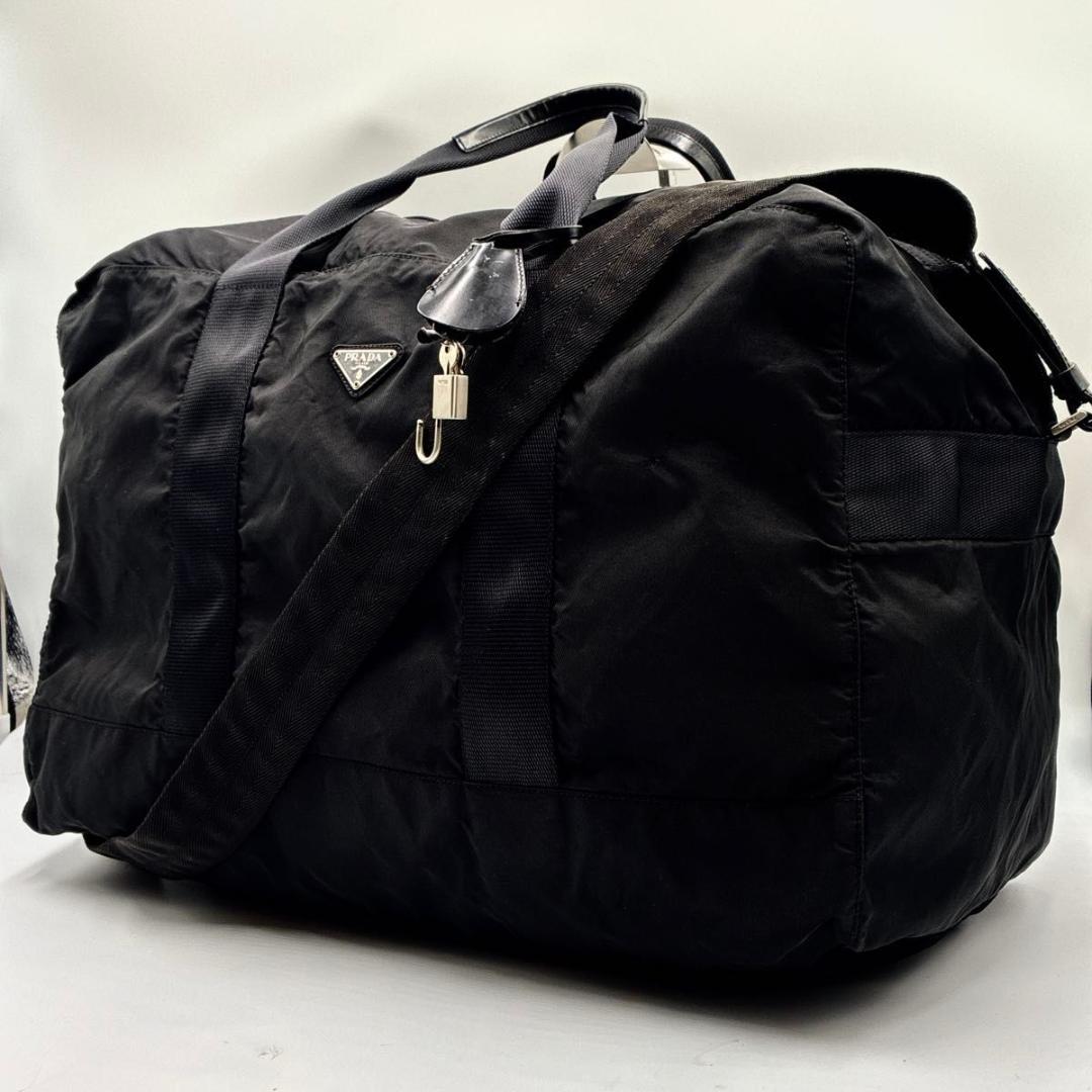 ユミ　プラダ ボストンバッグ 2way 三角ロゴ 白タグ ナイロン