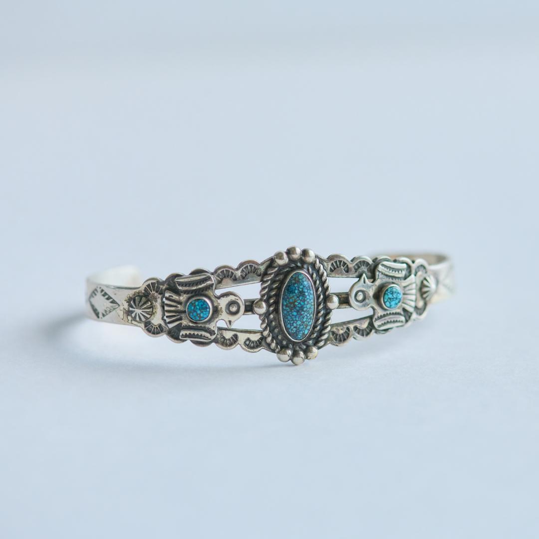 【J739】ヴィンテージ　ナバホ　ターコイズ　バングル　ヴィンテージ