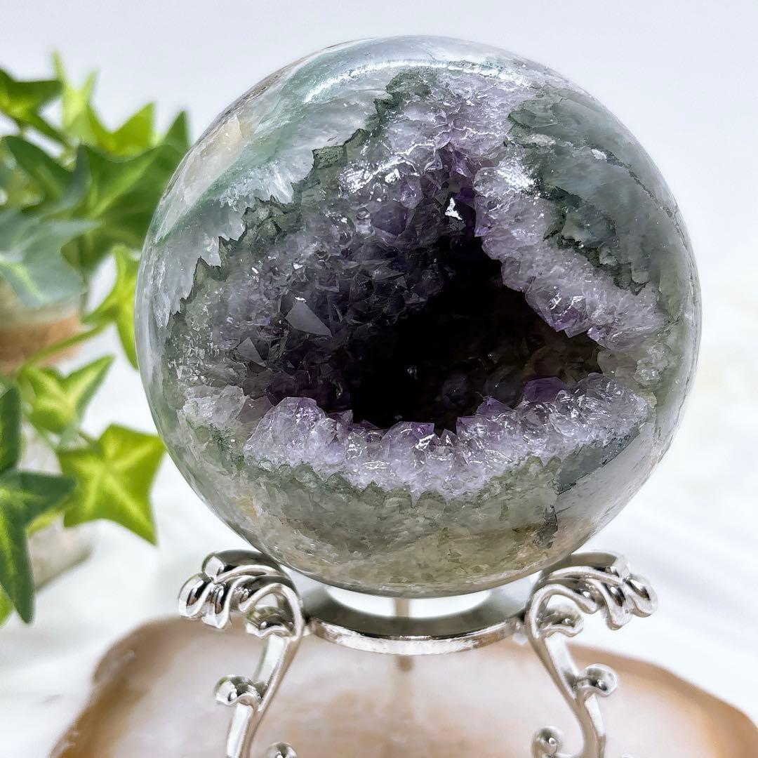 【天然石】希少！グリーンアメジストロスフィア 大玉81ミリ