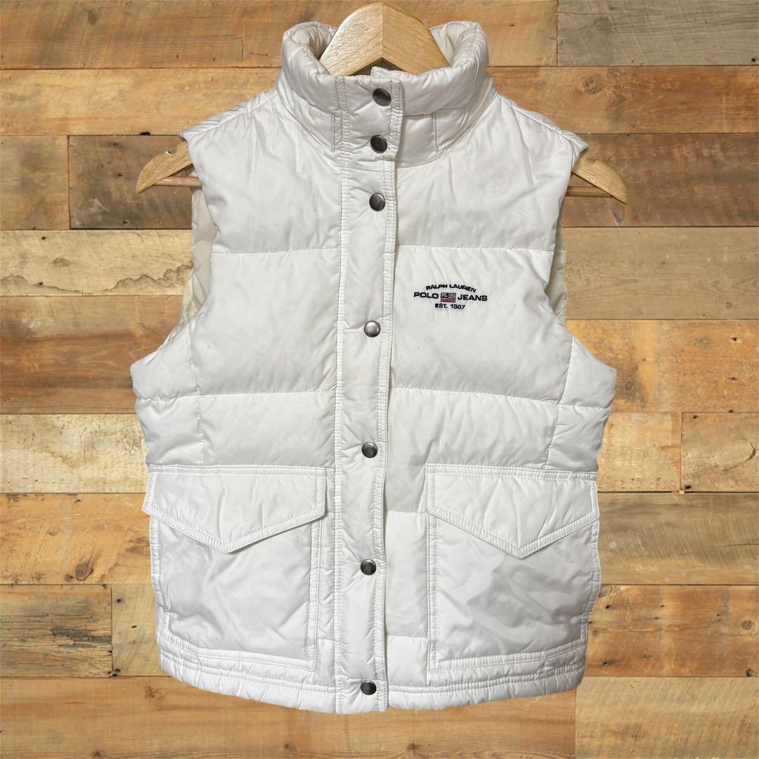 Polo Jeans Company ファー付きダウンベスト ホワイト 90s