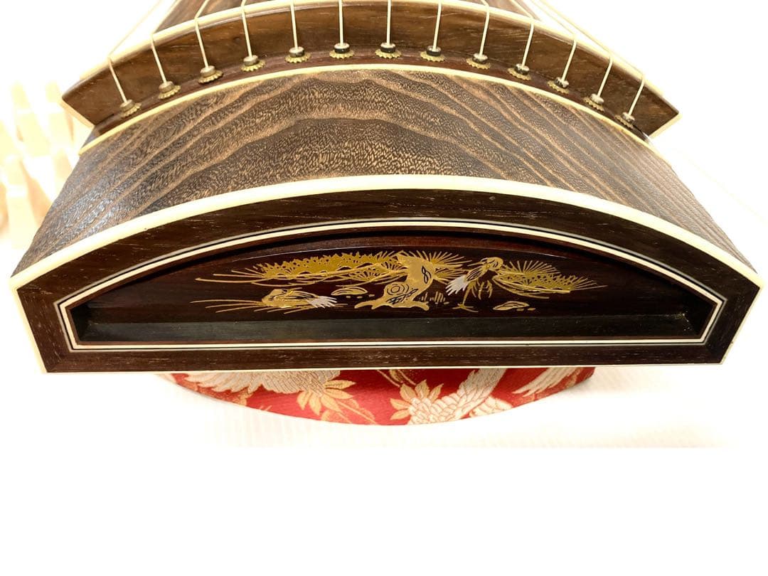 ◆和琴◆13弦琴 全長183cm 琴柱／口前カバー／琴爪／丸袋付【引き取り歓迎】