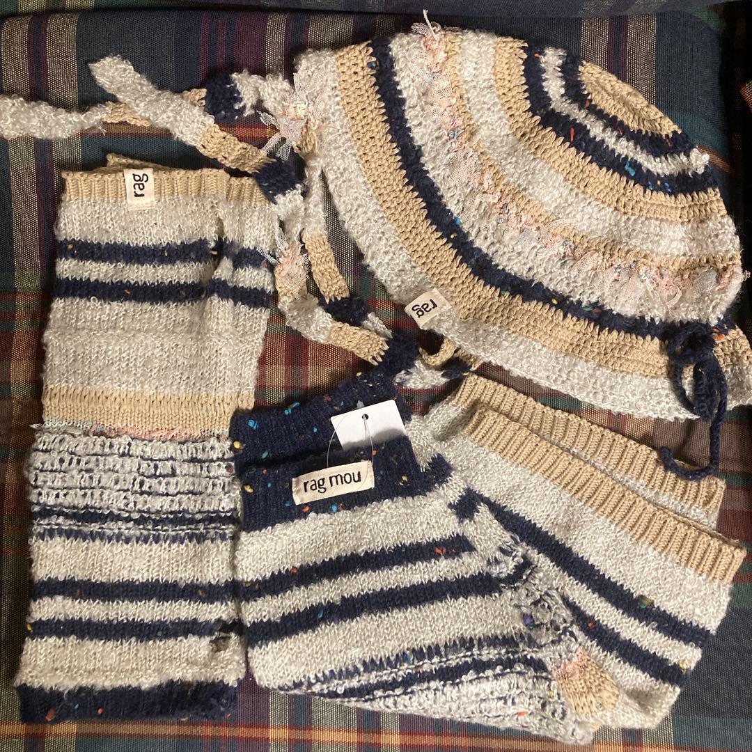 3点セット　ragmou ニットハット　レッグウォーマー　ivory