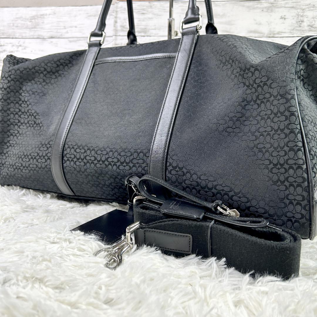 【美品】コーチ ボストンバッグ キャンバス 大容量 シグネチャー F77013