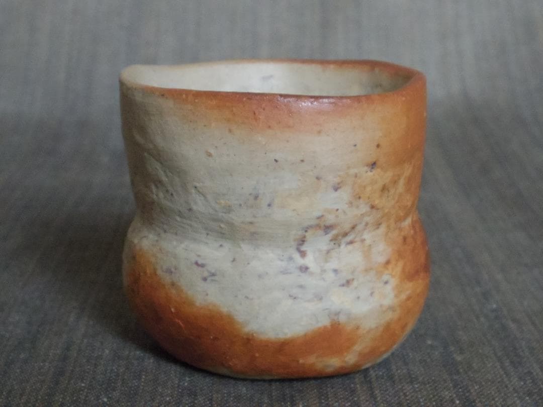 川端文男★備前《自然練り込み》ぐい呑み★共箱