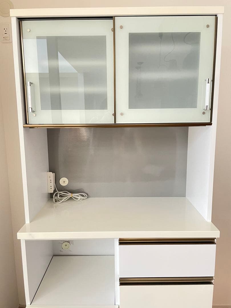 食器棚 レンジ台 レンジボード キッチンボード　カップボード　白ホワイト　送料込