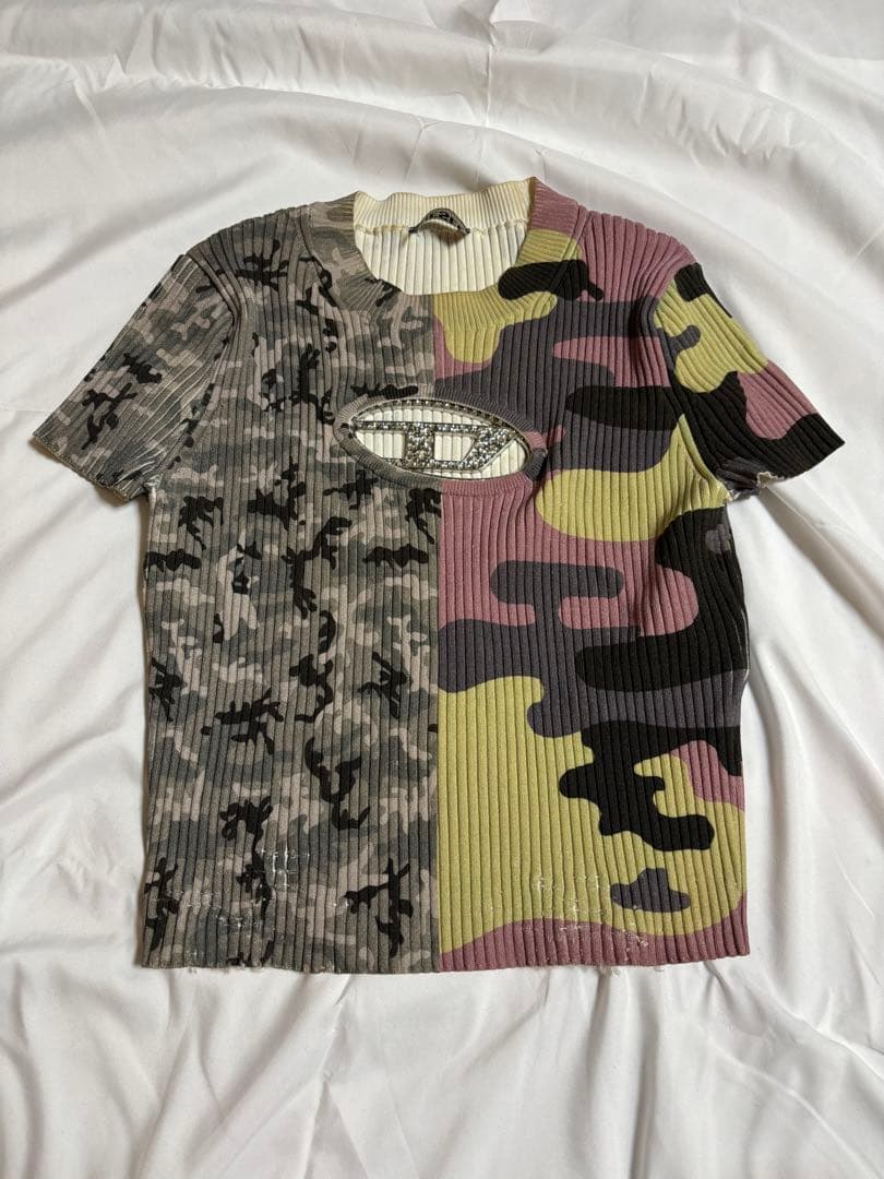 DIESEL カモフラージュ柄 リブTシャツ