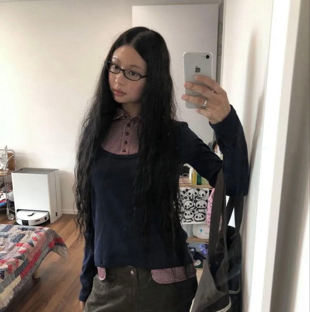 COYSEIO パッチワークチェック柄ポロシャツ