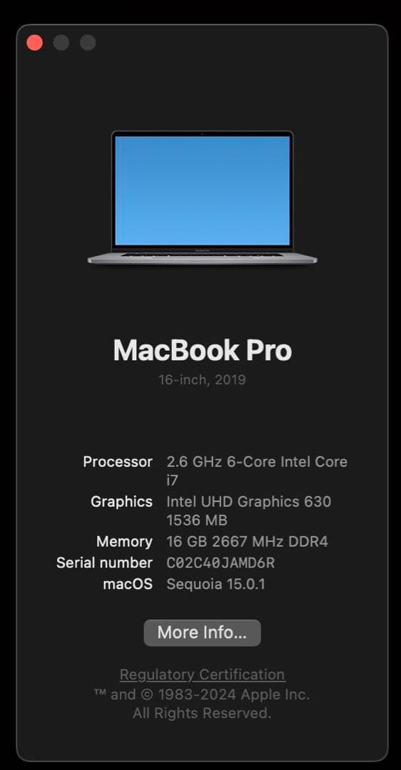 MacBook Pro 16インチ Core i7 1TB 2019