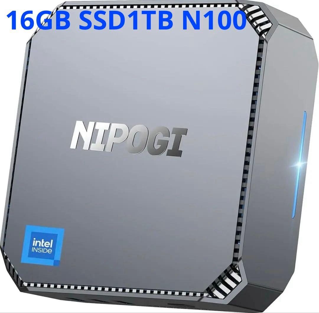 ミニPC 16GB SSD 1TB N100 NIPOGI AK2plus