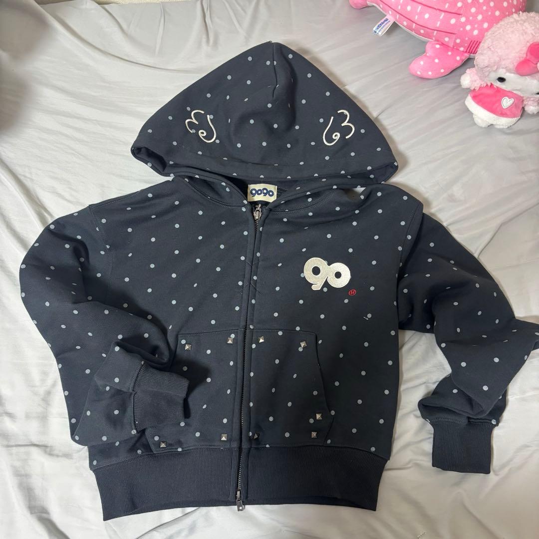 9090ネイビードット柄パーカー