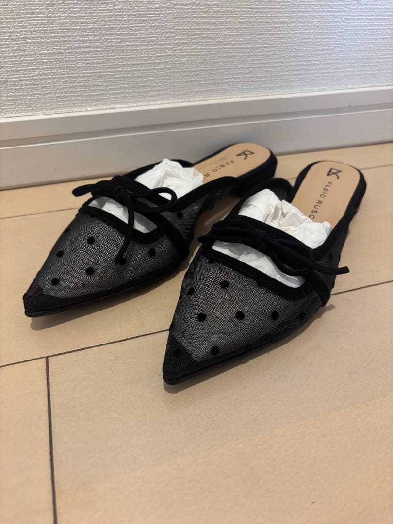 FABIO RUSCONI チュール ドットミュール　サンダル　36