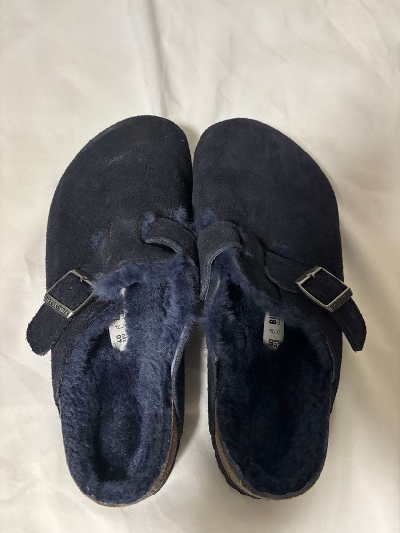 ビルケンシュトック ボストン シアリング ボア ネイビー 40 26センチ