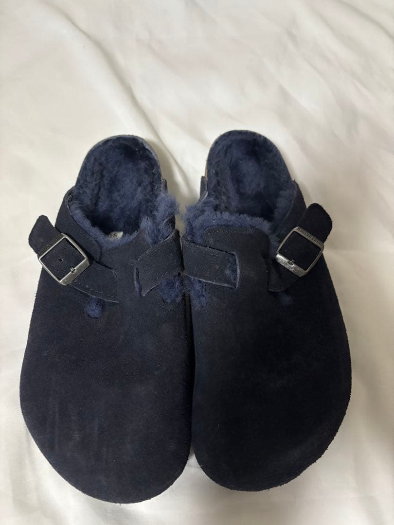 ビルケンシュトック ボストン シアリング ボア ネイビー 40 26センチ