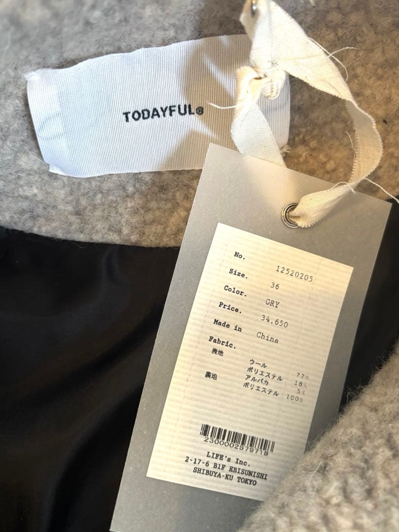 新品　todayful ウールオーバジャケット　36