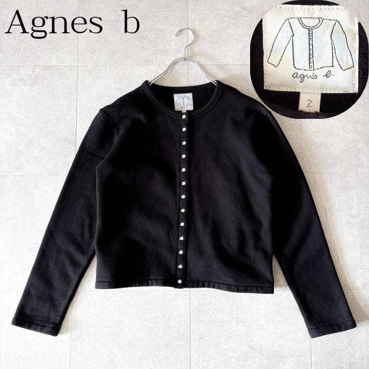 美品✨️現行タグ アニエスベー スナップボタン カーディガン 2 ブラック