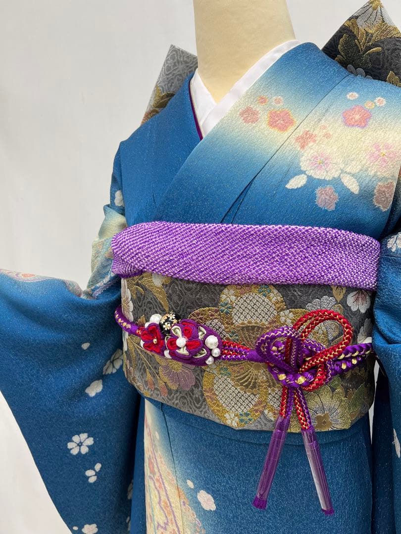 振り袖　フルセット　長襦袢　朧　金彩加工　刺繍入り　金通し　成人式　711