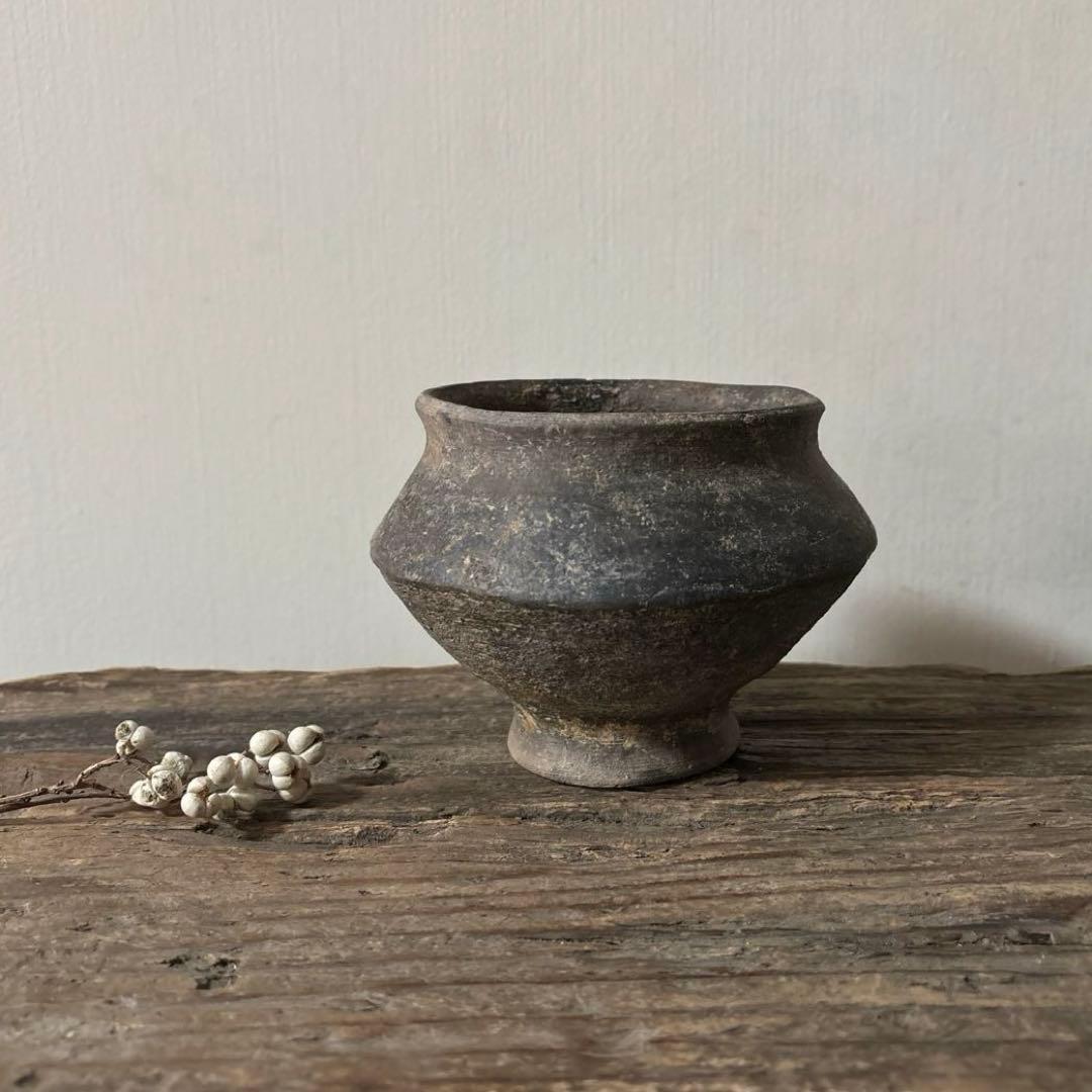 須恵器小壺　古美術　古道具　花器　アンティーク　骨董　新羅　高麗　南蛮　検:李朝