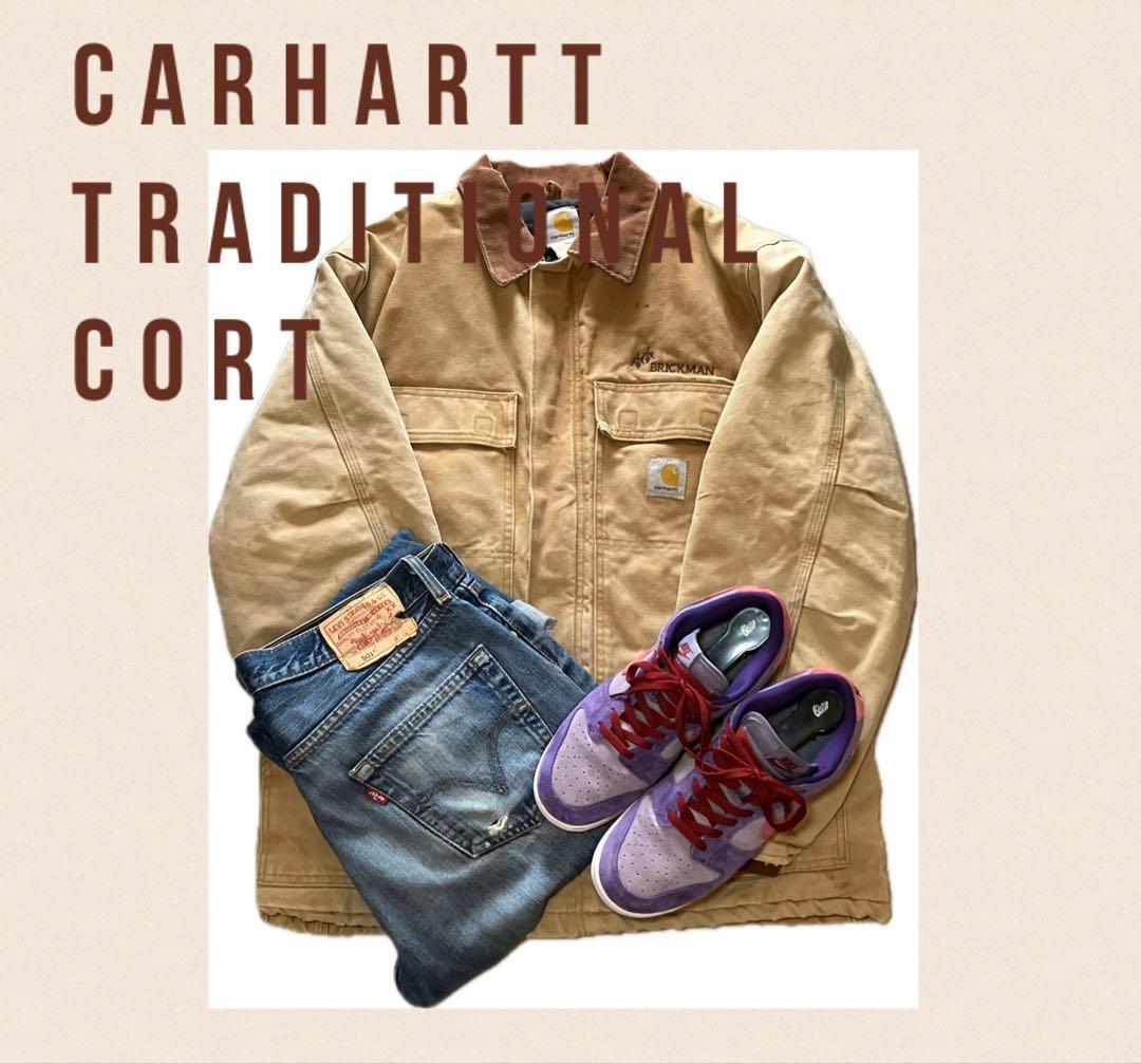 S*8様 Carhartt トラディショナルコート USA製 企業ロゴ フェード