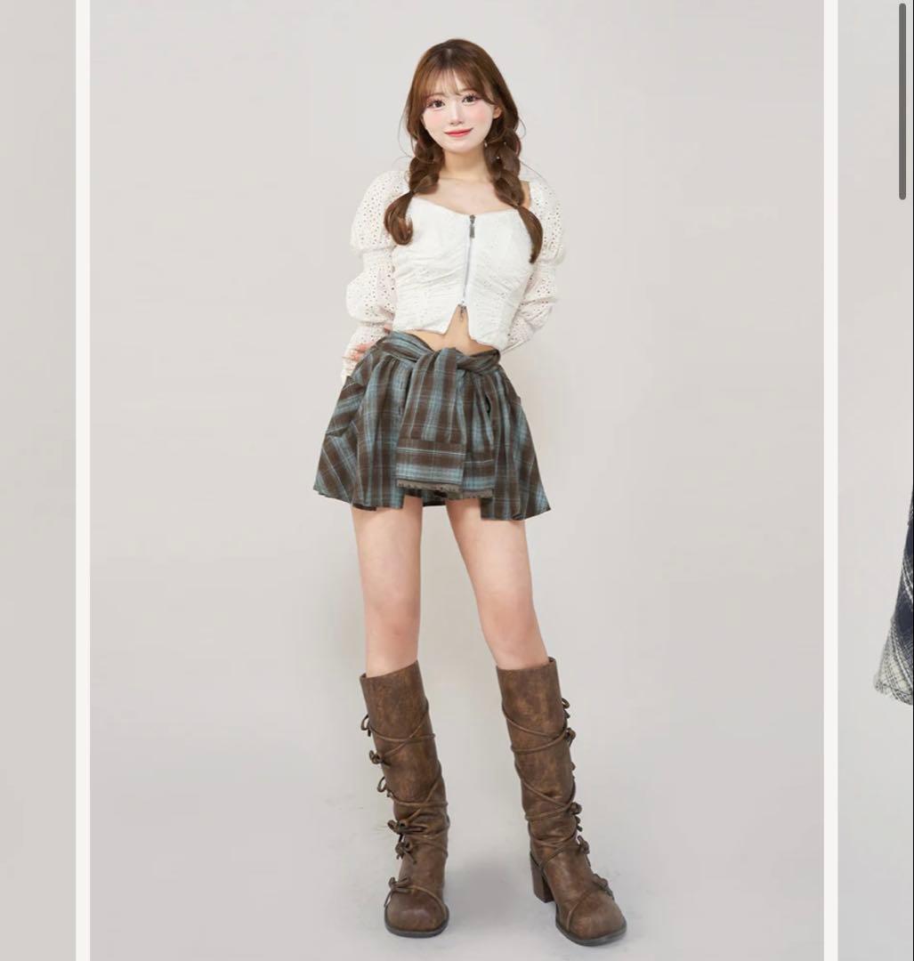 ダーリッチ　レイヤードチェックショートパンツ