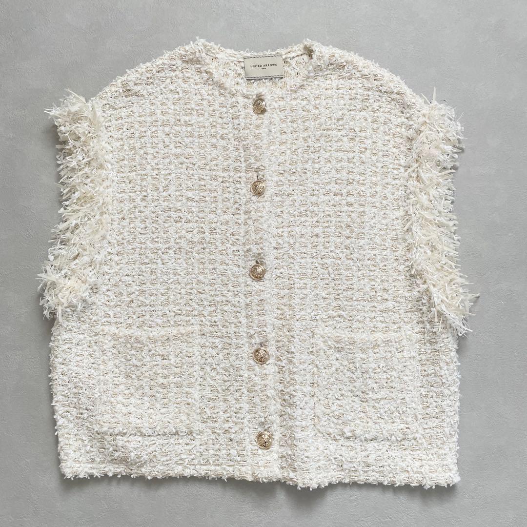 未使用近　ユナイテッドアローズ　ファンシーツイード ニット ベスト