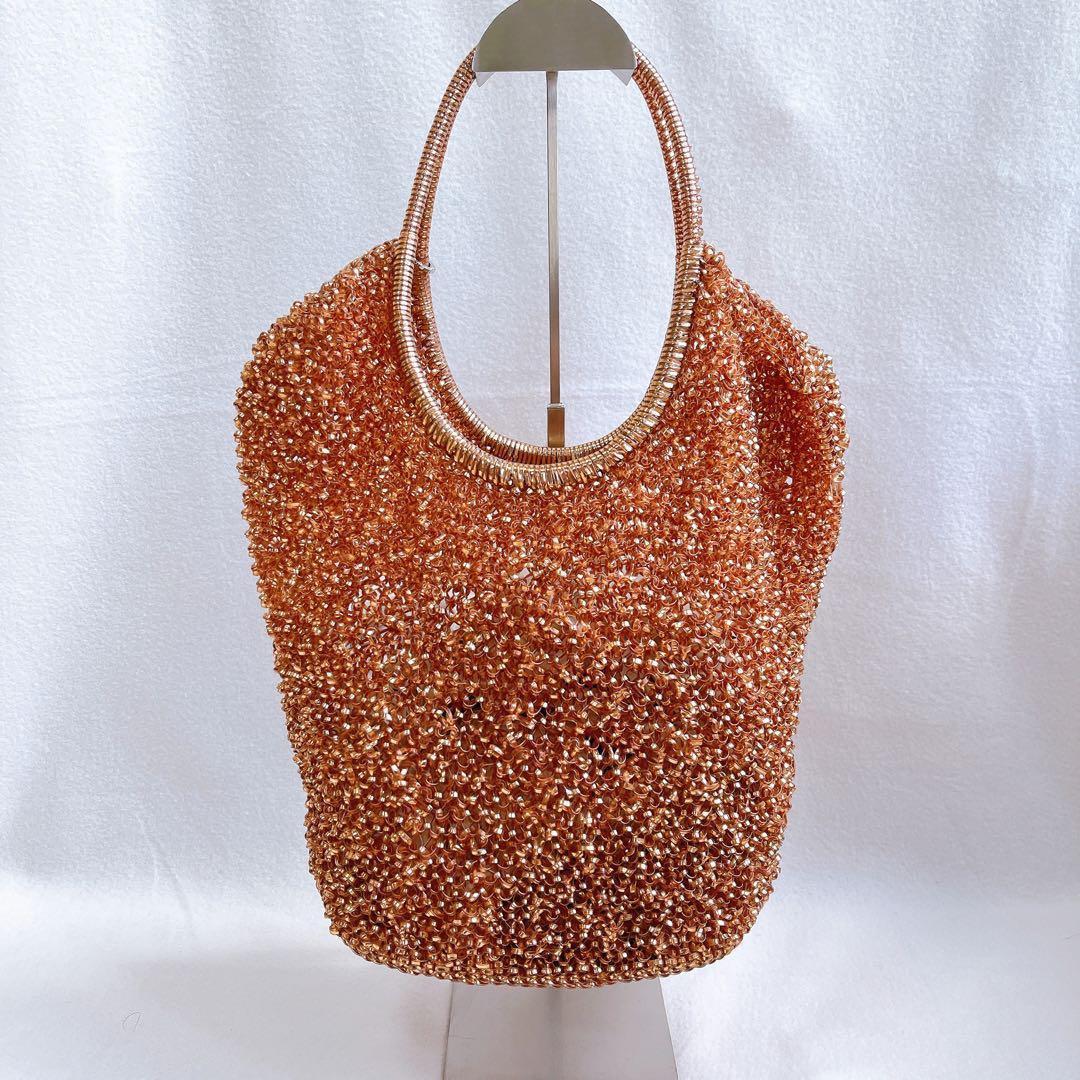 激レア アンテプリマ ワイヤー ハンドバッグ ピンクゴールド スタンダードレザー