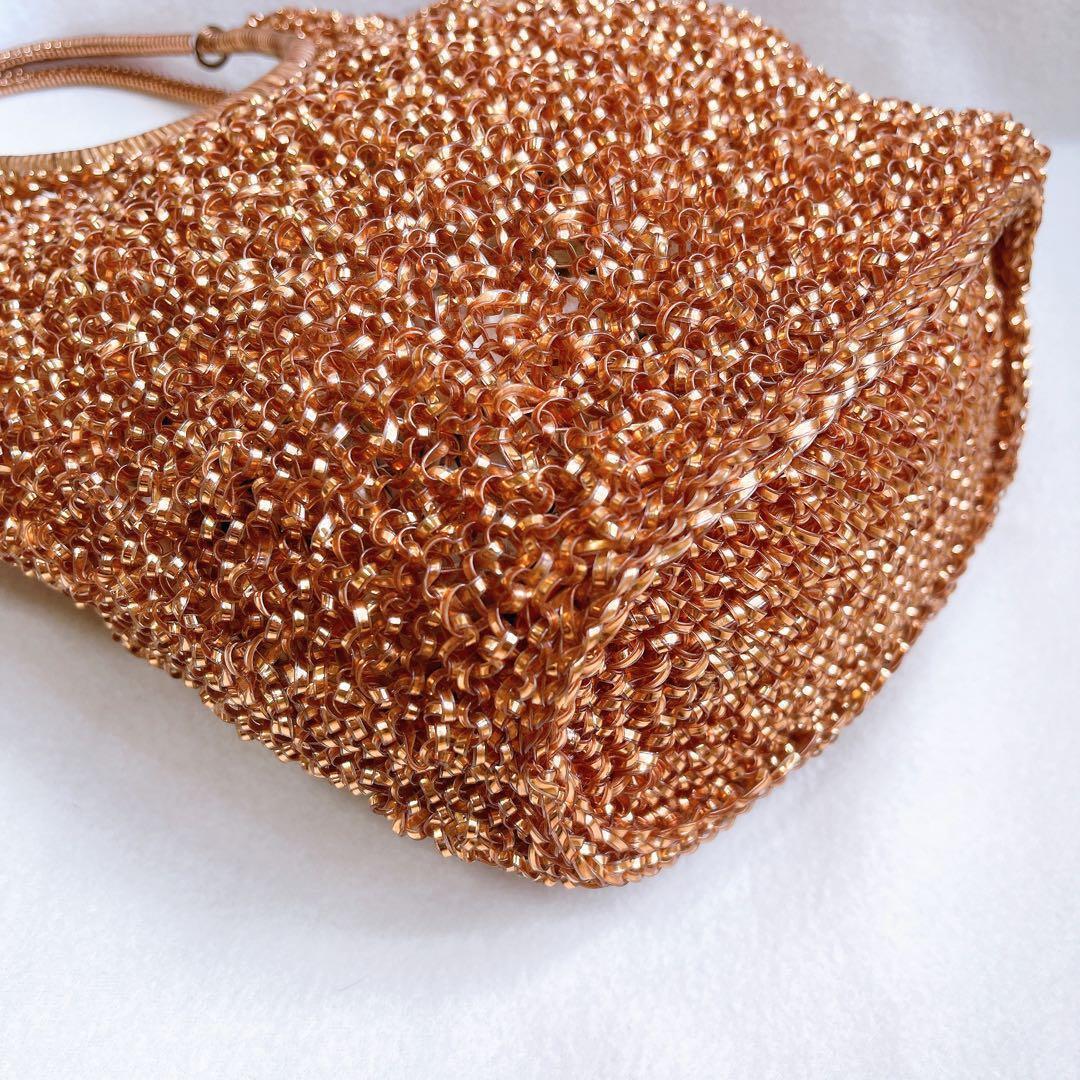 激レア アンテプリマ ワイヤー ハンドバッグ ピンクゴールド スタンダードレザー