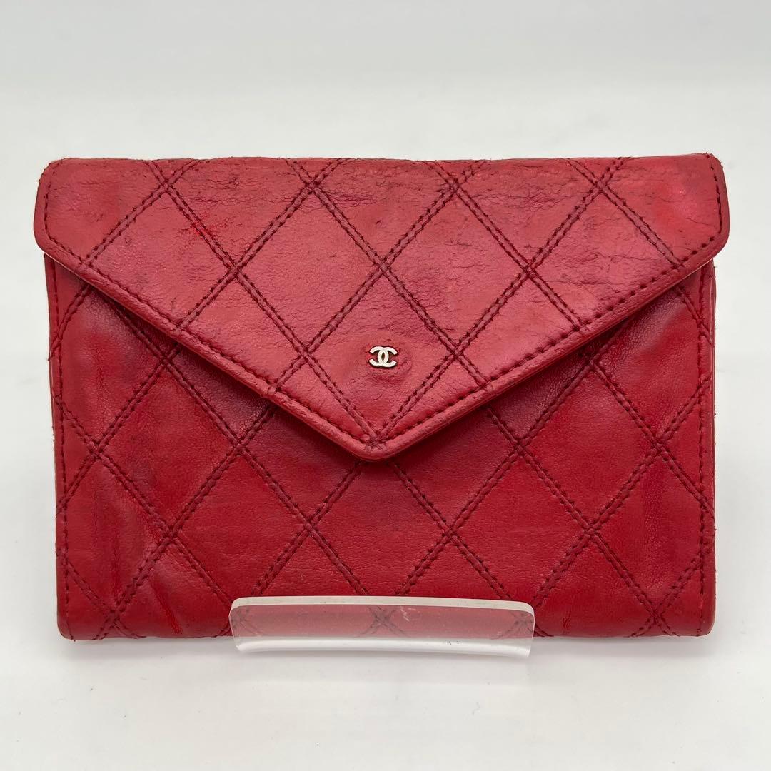 CHANEL ケース 小銭入れ ビコローレ ココマーク レッド レザー