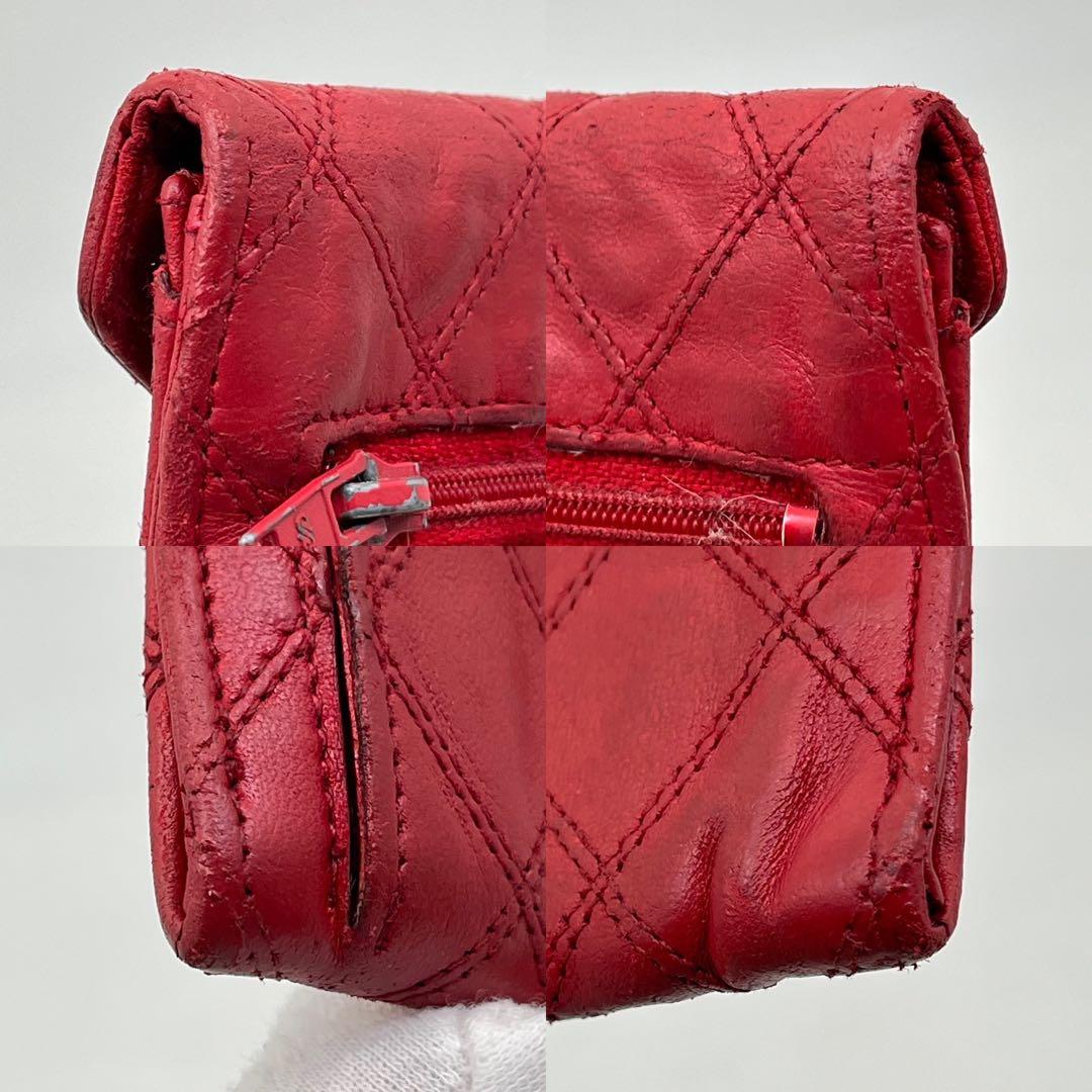 CHANEL ケース 小銭入れ ビコローレ ココマーク レッド レザー