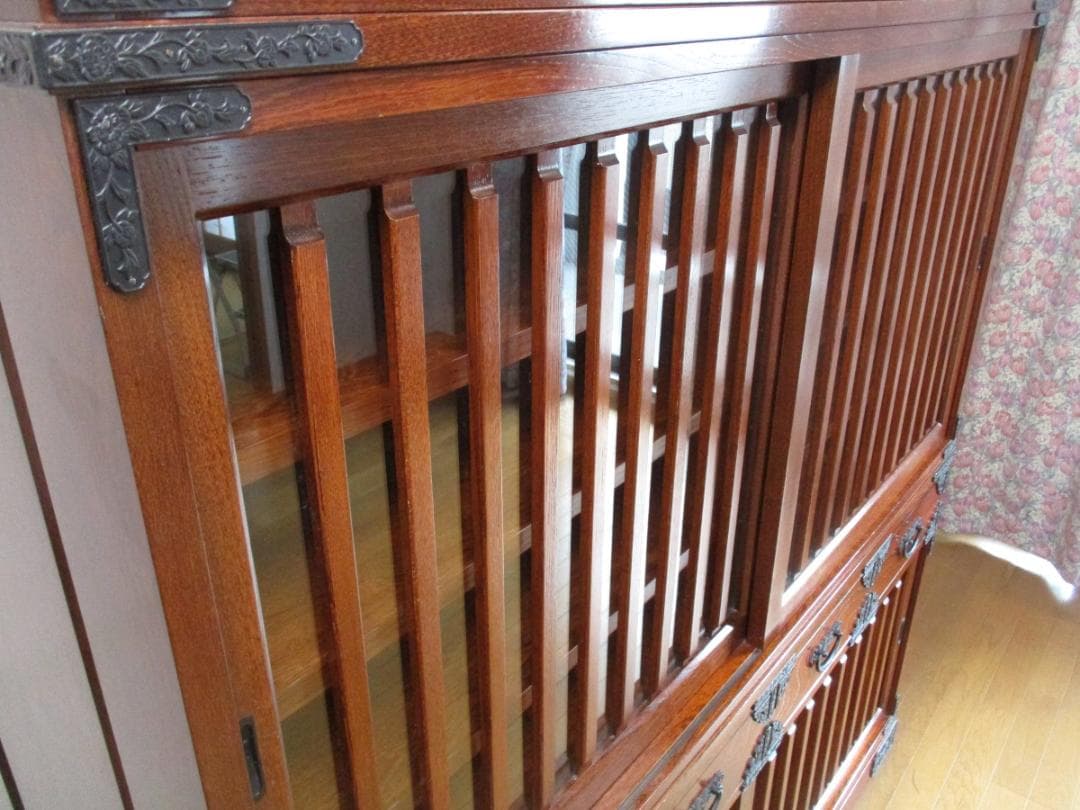 ★ 民芸家具 茶箪笥 茶棚 幅151.5cm 木製 水屋 箪笥 家具 食器棚