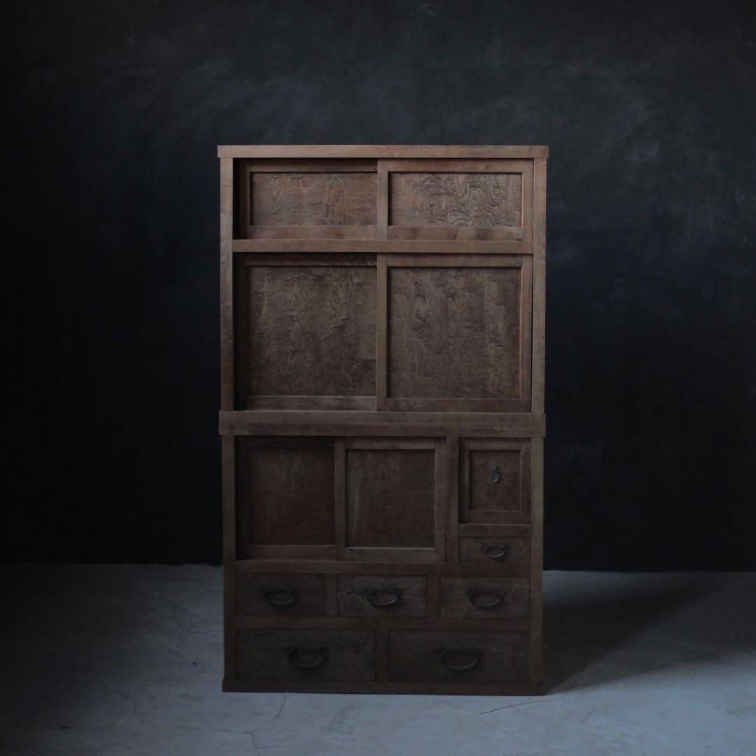 戸棚　食器棚　ケヤキ　収納棚　棚　古家具　古道具　アンティーク　昭和レトロ