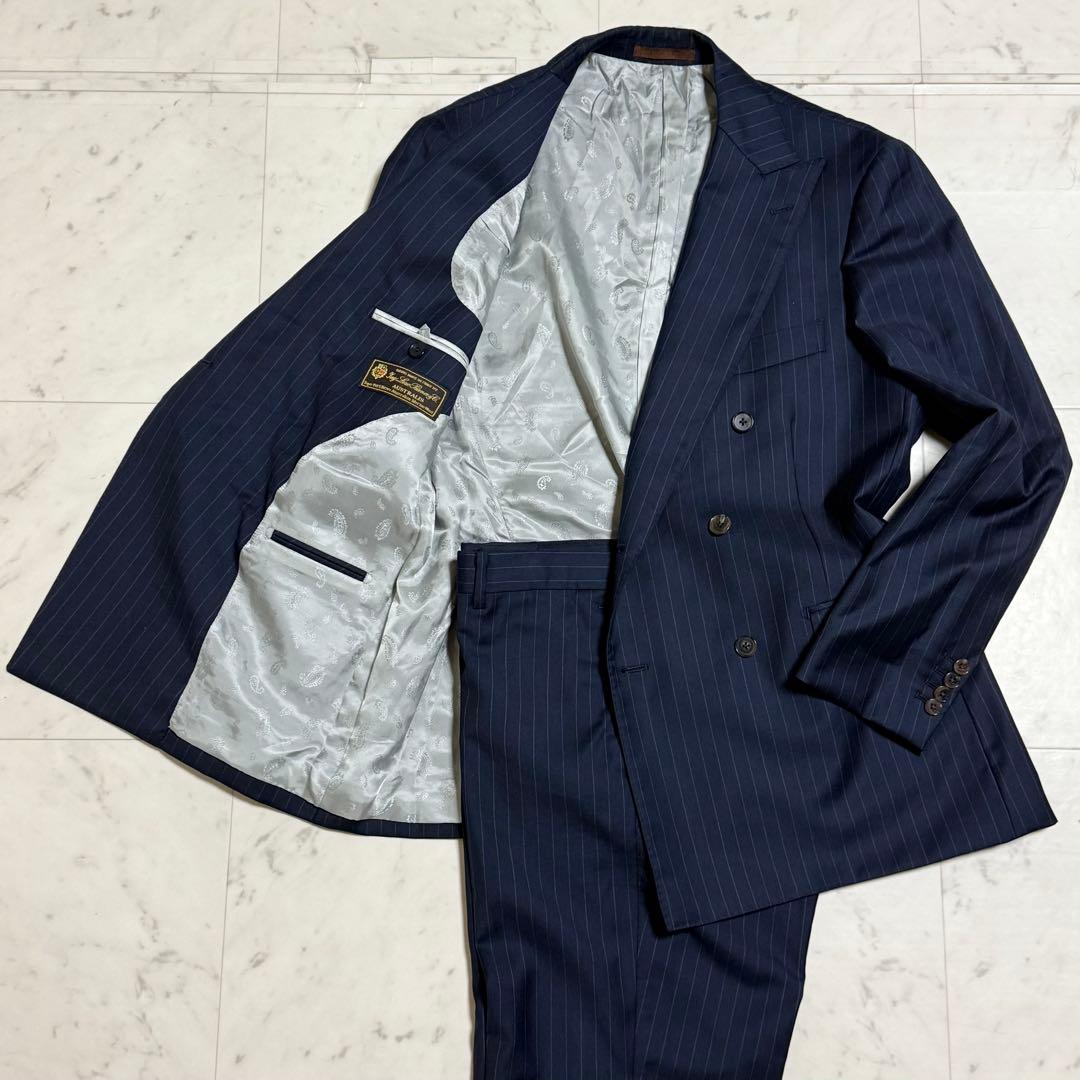 高級 ユニバーサルランゲージ × ロロピアーナ スーツ スーパー150’s 紺