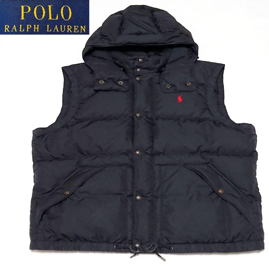 美品 ポロラルフローレン 刺繍 ロゴ 2way 肉厚 ダウン ベスト