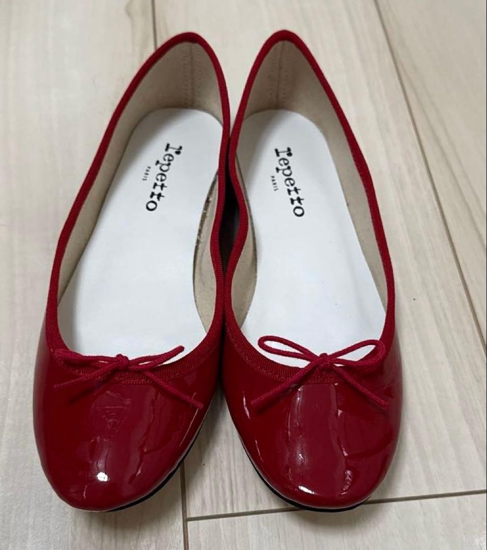 Repetto レペット　エナメル赤 フラットシューズ　バレエシューズ　38