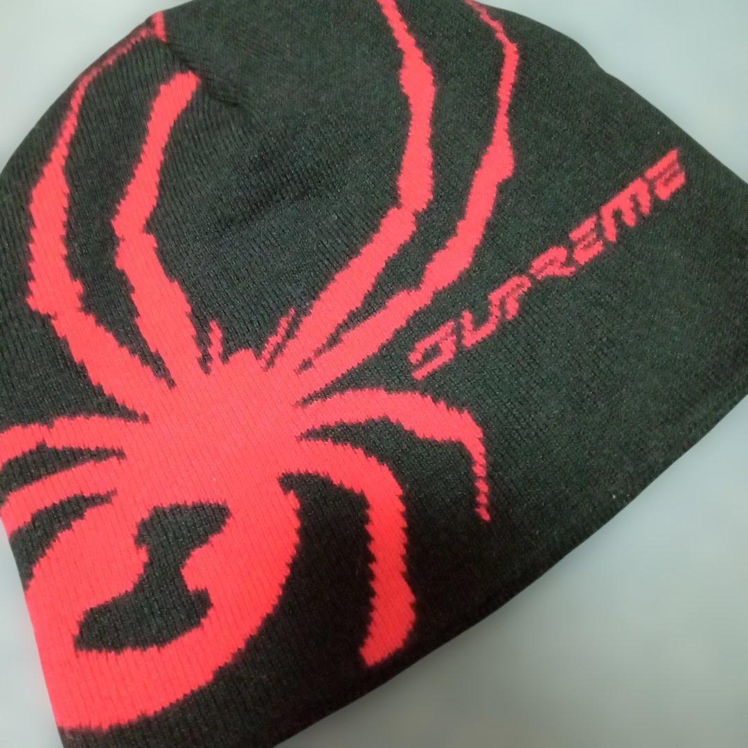 シュプリーム Supreme/Spyder ビーニー 黒 赤 ニット帽