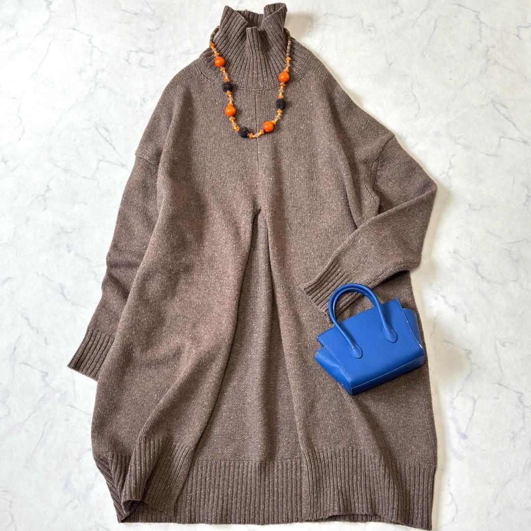 マディソンブルー タートルネックニット ワンピース ブラウン tn5