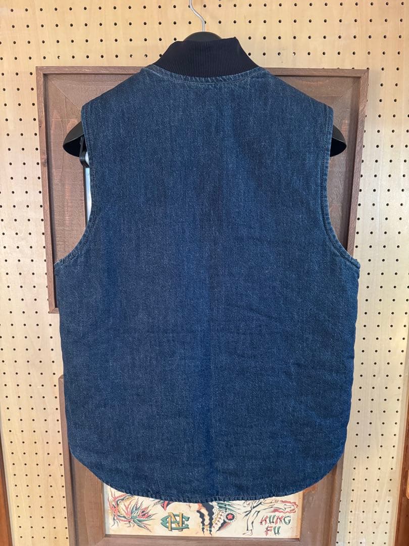 デニム　Carhartt カーハート ダックベスト 革タグ　レア　希少　メキシコ