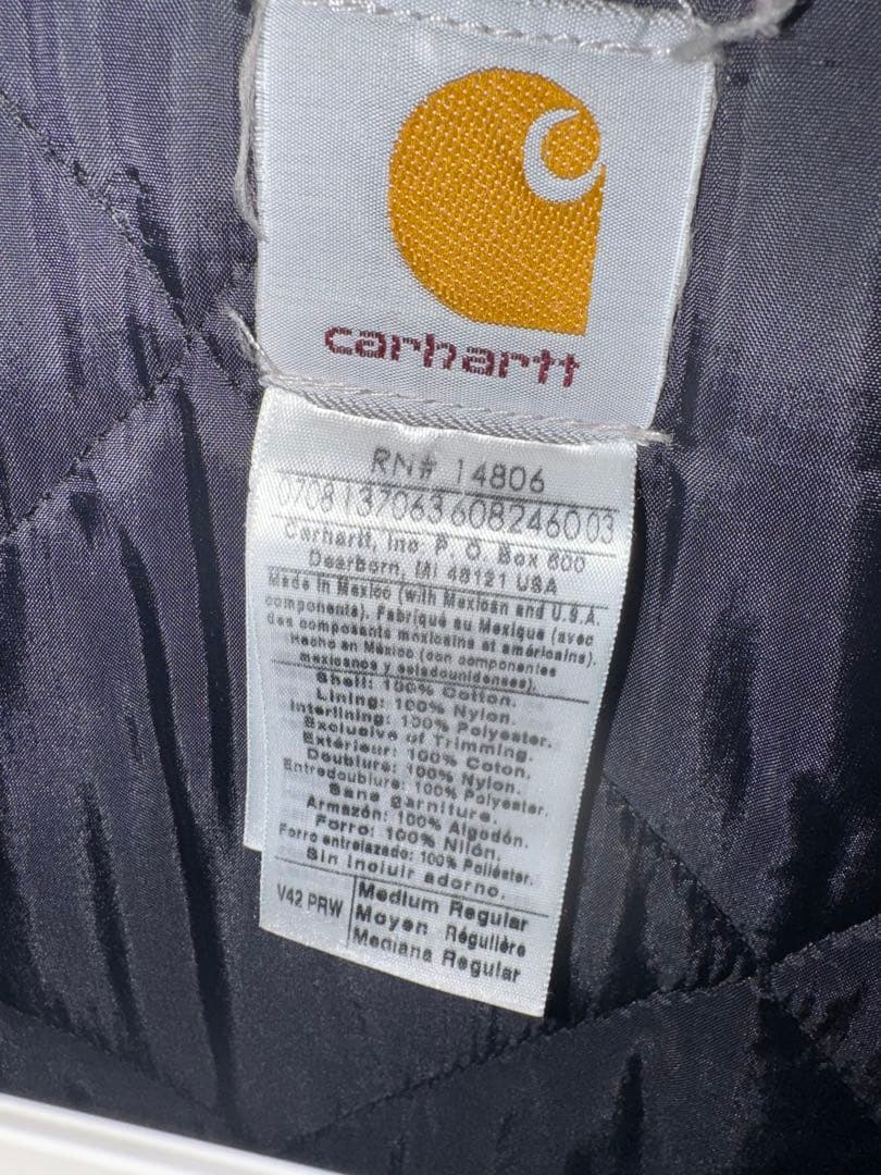 デニム　Carhartt カーハート ダックベスト 革タグ　レア　希少　メキシコ