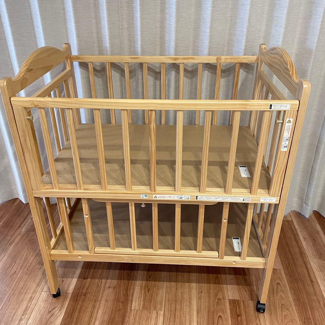 ティンバーベビーベッドミニ ハイタイプ 高さ調節　ミニベッド