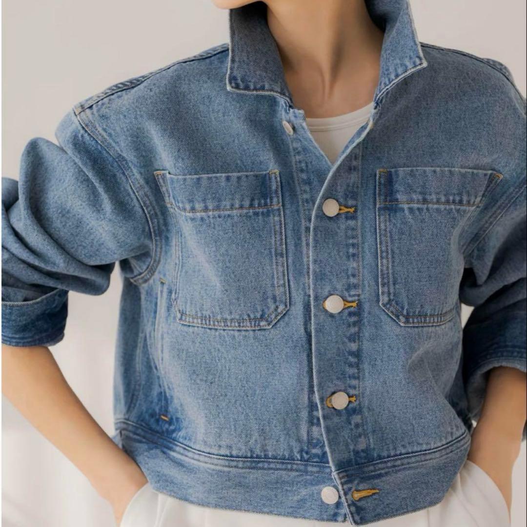 美品☆完売品 リグリーム regleam タックデニムジャケット ライトブルー