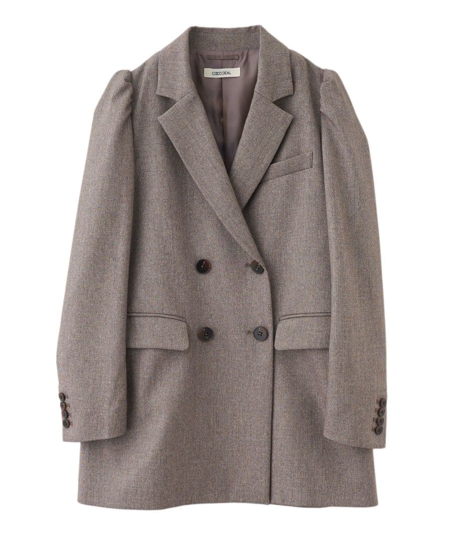 完売 Sサイズ ココディール 新品タグ付 ロングダブルジャケット MIXブラウン