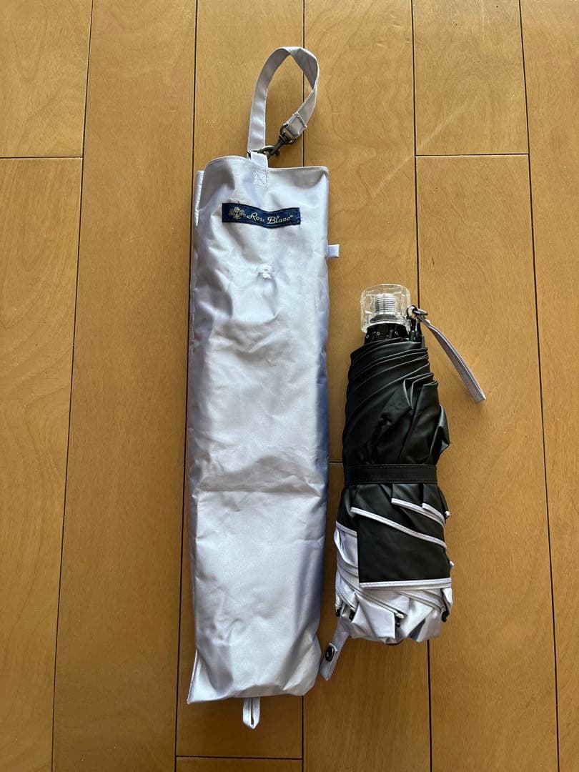 美品　芦屋ロサブラン　3段折りたたみ日傘　晴雨兼用　ラベンダー　完全遮光100%